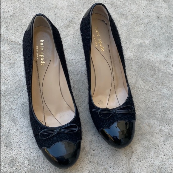 Kate Spade Black Tweed Oxford Platform Heels Women's Size 7 - Picture 1 of 8